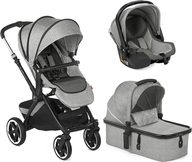 Jané Crosslight 3-in-1 Kombikinderwagen mit Micro Pro Wanne und Koos i-Size Autositz, grau