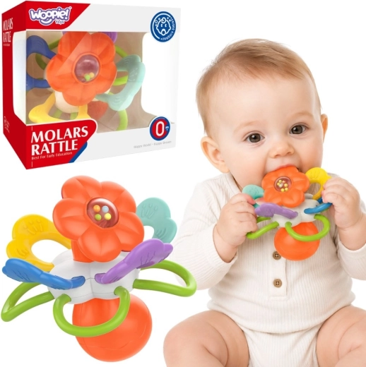 WOOPIE BABY Sensorik-Rassel und Beißring Blume für Babys 0m+