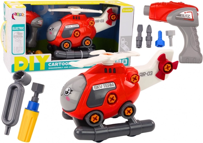 Schraub-Hubschrauber zum Zusammenbauen für Kinder – rot