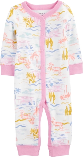 Carter’s Sleep&Play Pink Palm Baumwoll-Overall ohne Füßchen mit Druckknöpfen für Mädchen, Größe 56 (NB)