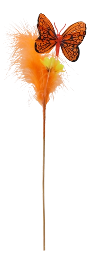 Osterdekoration auf Stäbchen, Schmetterling mit Federchen, Farbmix, 30 cm
