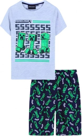 Kinderpyjama Minecraft grau-dunkelblau