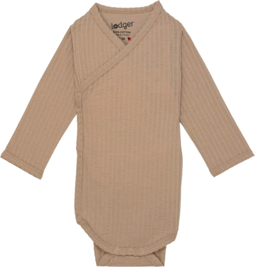Lodger atmungsaktiver Body mit langen Ärmeln Seersucker beige Gr. 80