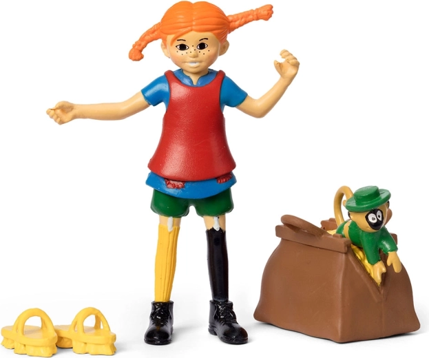 Pippi Langstrumpf Figur – Spielset mit Affe und Koffer