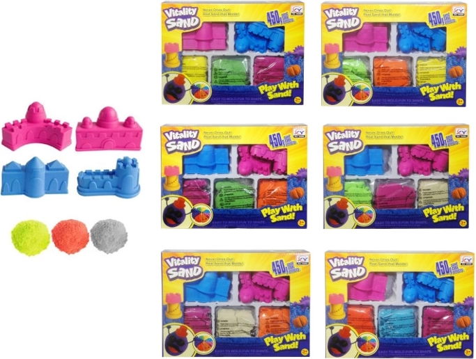 Kinetischer Sand – Set mit 3 Farben und Burgformen