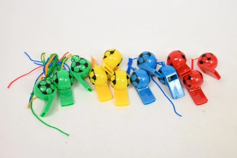 Bunte Pfeifen mit Fußballmotiv (12 Stk.)