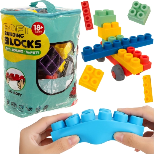 Iso Trade sensorische weiche Gummibausteine im Etui (80 Teile)
