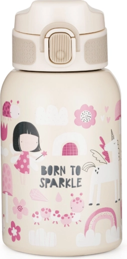 PETITE&MARS Edelstahl-Thermoflasche mit Strohhalm Twinkling Fairy 350 ml