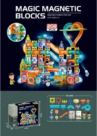 Magnetisches 3D-Konstruktionsset mit Licht, 202 Teile