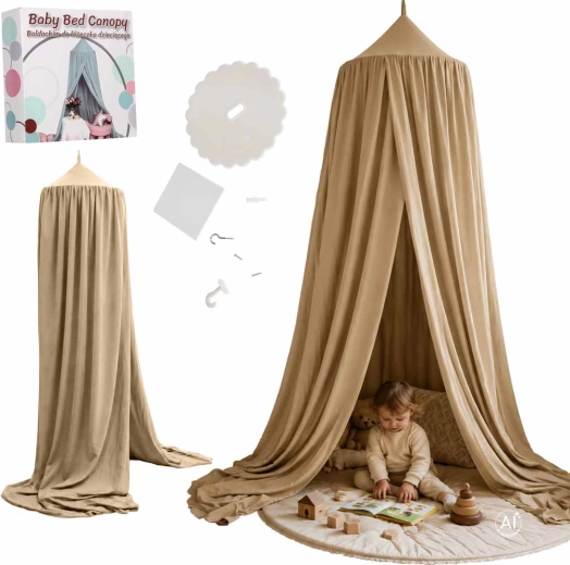 Kinder-Baldachin über dem Bett Boho Beige