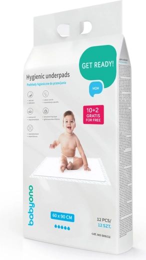 Einweg-Wickelunterlagen BABYONO 60 × 90 cm, 12 Stk.