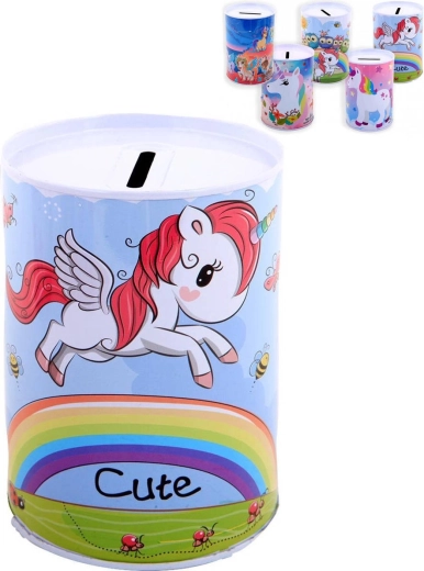 Kinder-Spardose aus Blech mit Einhorn 12 cm – 1 Stück