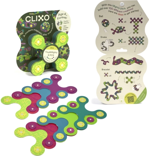 CLIXO Tiny & Mighty Dino magnetisches Konstruktionsspielzeug – 9 Teile