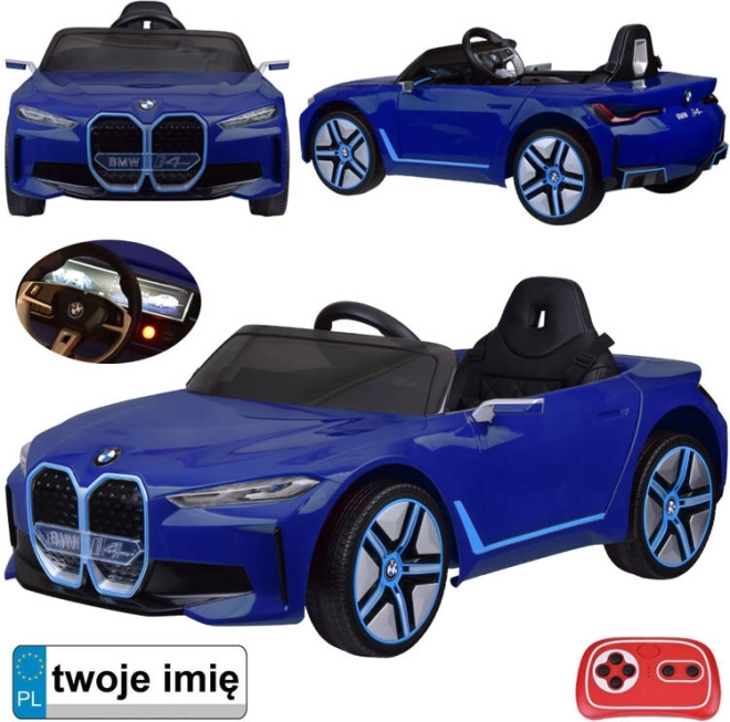 Elektrisches Kinderauto BMW i4 mit Fernbedienung – Blau