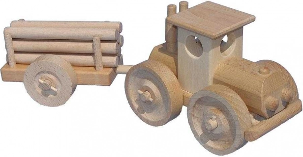 Holztraktor mit Holzstamm-Anhänger CEEDA CAVITY – natur