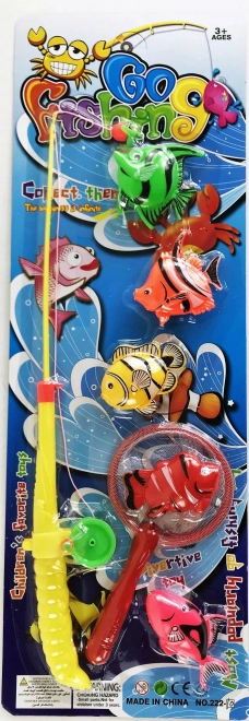 Angeln für Kinder mit Kescher und 5 Fischen