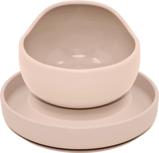 Petite&Mars Silikon-Geschirrset Take&Match Teller und Schüssel Desert Sand – 2 Stück