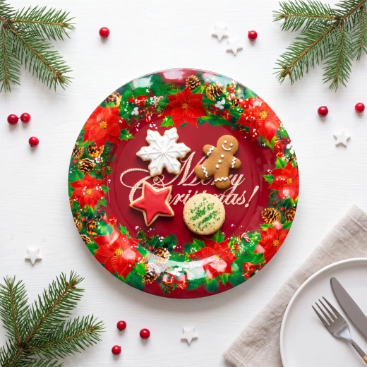 Weihnachtlicher Kunststoffteller Merry Christmas 37,5 cm