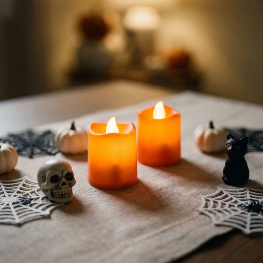 Halloween-Leuchtende LED-Kerzen in Orange, 2 Stück