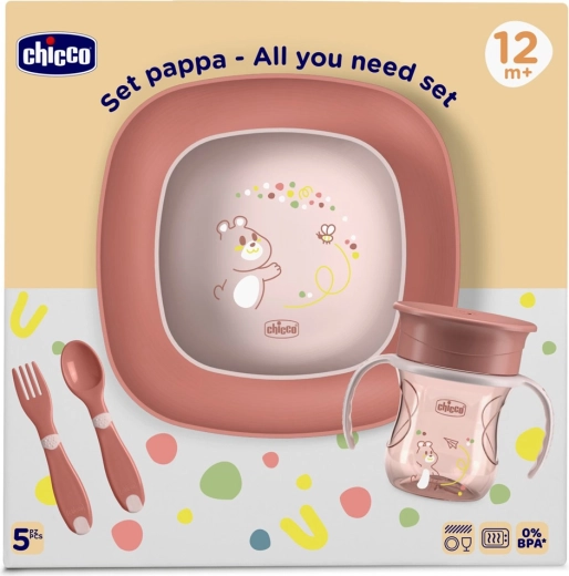 Chicco Essset für Kinder mit 360°-Becher, rosa 12m+