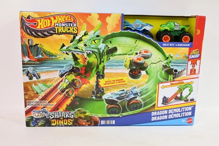 Hot Wheels Monster Trucks Drachen-Rennstrecke mit 2 Autos