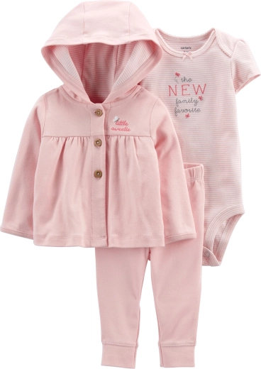 Carter’s 3-teiliges Set: Hoodie, Jogginghose und Kurzarm-Body Pink butterfly