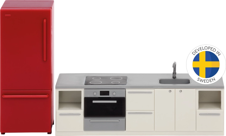 Lundby Basic-Küchenset für das Puppenhaus mit Kühlschrank