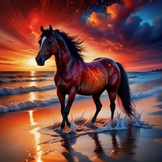 Diamantmalerei – Pferd bei Sonnenuntergang 30 × 40 cm
