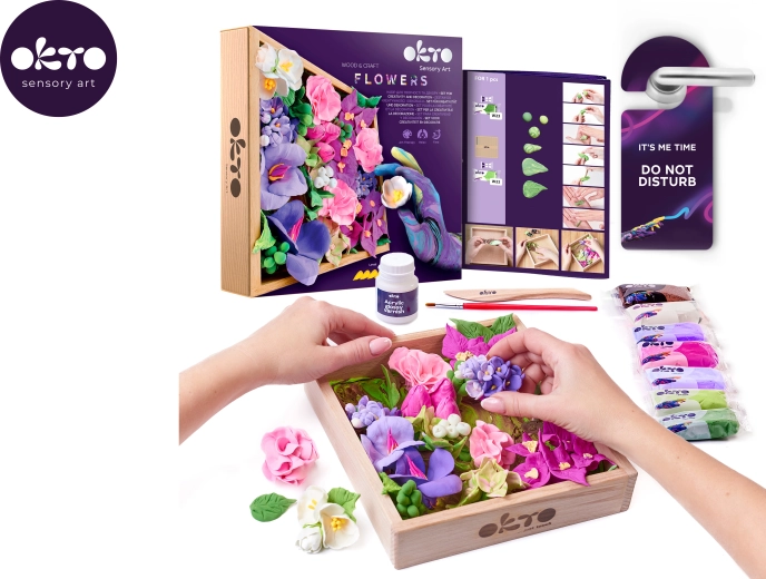OKTO Inspiration kreatives Modellierset DIY Blumen im Holzrahmen