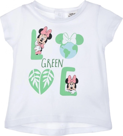 Kinder-T-Shirt Minnie Mouse Green Love weiß