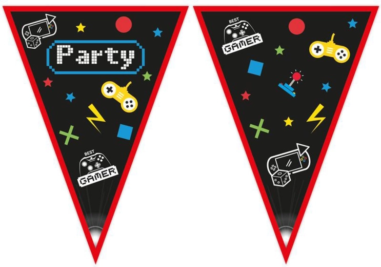 Papiergirlande Fahnen Gamer 2,3 m