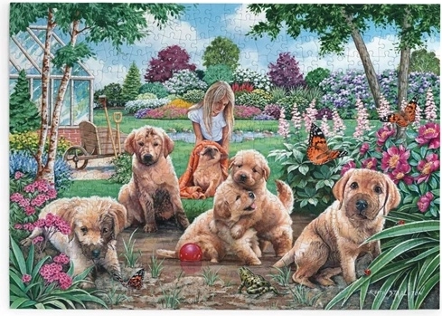House of Puzzles Puzzle Spielende Welpen, 500 große Teile