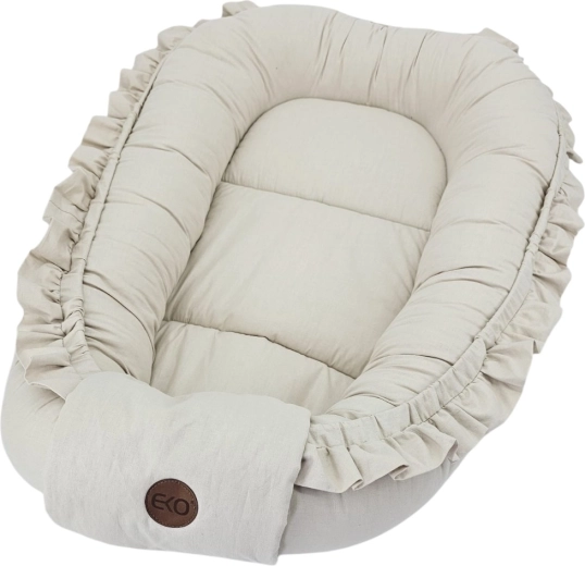 EKO Baumwoll-Nestchen für Babys mit Rüsche Light Beige 50 × 85 cm