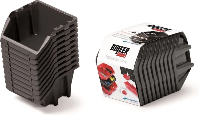 Set aus Aufbewahrungsboxen BINEER Short, 10 Stk., 180 × 98 × 118 mm, schwarz
