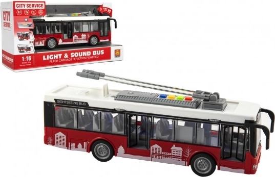 Stadtbus mit Licht und Sound 1:16, Schwungrad, 28 cm