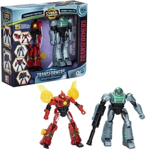 Transformers EarthSpark Cyber Combiner Set Terran Twitch und Robby Malto