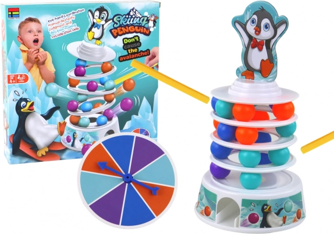 Geschicklichkeitsspiel Pinguin – Kugeln, Rutsche und Turm