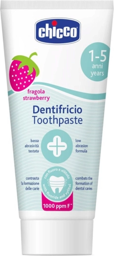 Chicco Kinderzahnpasta Erdbeere mit Fluorid 50 ml (1–5 Jahre)