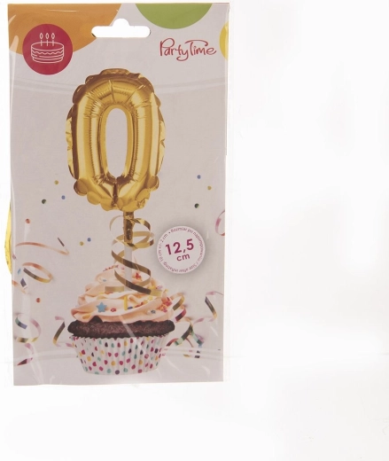 Folienballon Zahl 0 gold 12,5 cm