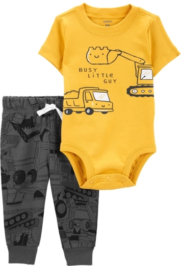 Carter’s zweiteiliges Set: Kurzarm-Body und Sweatpants „Yellow Transport“ für Jungen