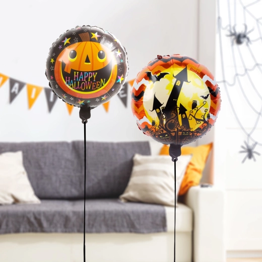 Halloween-Folienballons Kürbis und Schloss – 2 Stück