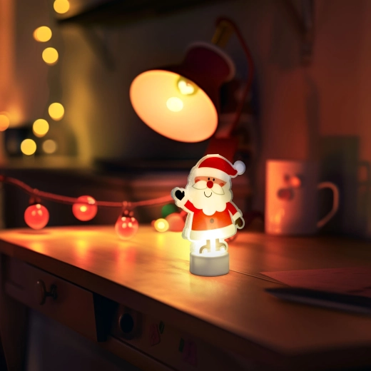 LED-Weihnachtsdekoration Nikolaus mit warmweißem Batterielicht