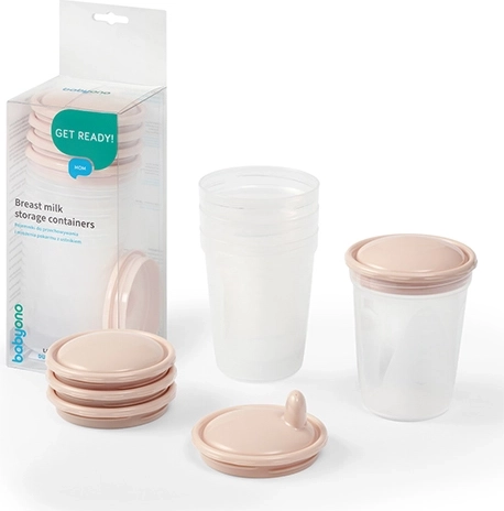 BabyOno Behälter zum Aufbewahren und Einfrieren von Lebensmitteln 200 ml, 4 Stk., beige