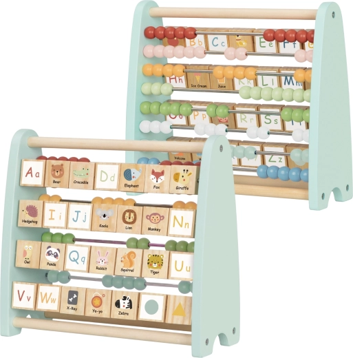 Beidseitiger Holz-Rechenrahmen mit englischem Alphabet TOOKY TOY