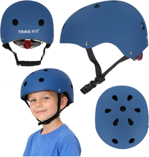 Kinderfahrradhelm TRIKE FIX mit LED, Größe S 48–54 cm, dunkelblau