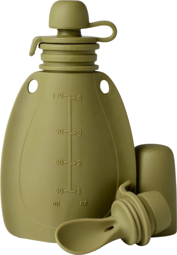MININOR wiederbefüllbarer Silikonbeutel mit Löffel Moss Green