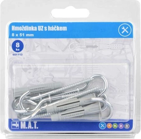 Knotendübel mit Haken 8 × 51 mm, Weißzink (8 Stk.)