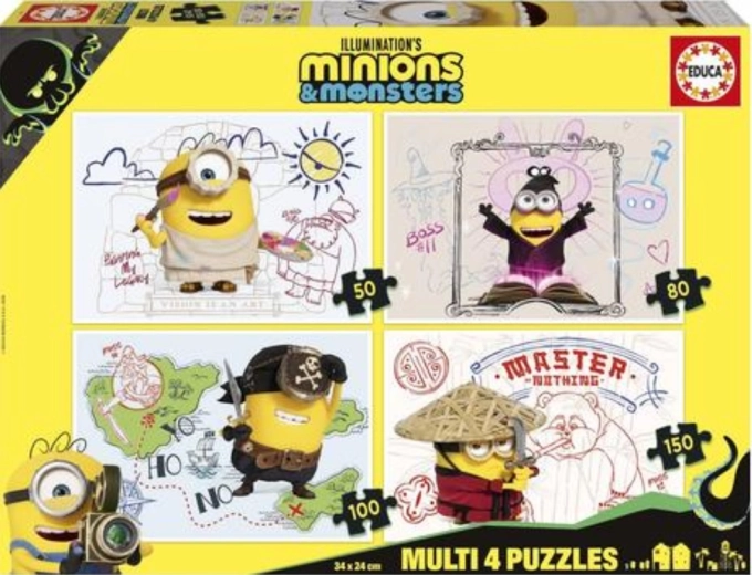 Educa Puzzle Minions und Monster 4-in-1 (50/80/100/150 Teile)