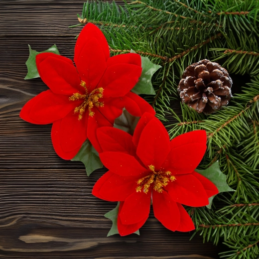 Weihnachtsstern mit Glitzer, rot, 13 × 13 cm – 2 Stück