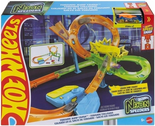 Hot Wheels Neon-Rennstrecke Tornado Jump Crush Neon Speeders